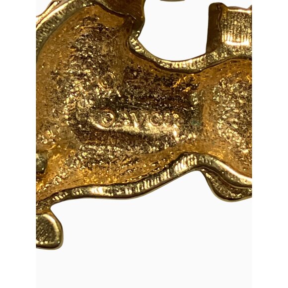 Avon Vintage Reindeer Pin Brooch Gold Tone With Red & Green Enamel Accents - Picture 4 of 6